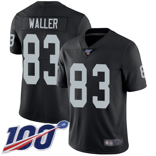 Men Oakland Raiders Limited Black Darren Waller Home Jersey NFL Football 83 100th Season Vapor Jersey